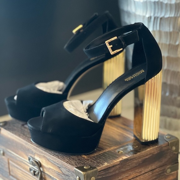 MICHAEL Michael Kors Porter Ankle Strap Block Heel Sandals in Black - Picture 3 of 12